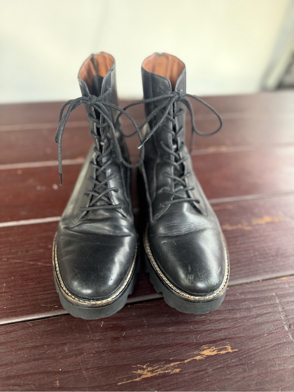 Madewell Black Leather Citywalk Lugsole Combat Boots Women’s 9.5